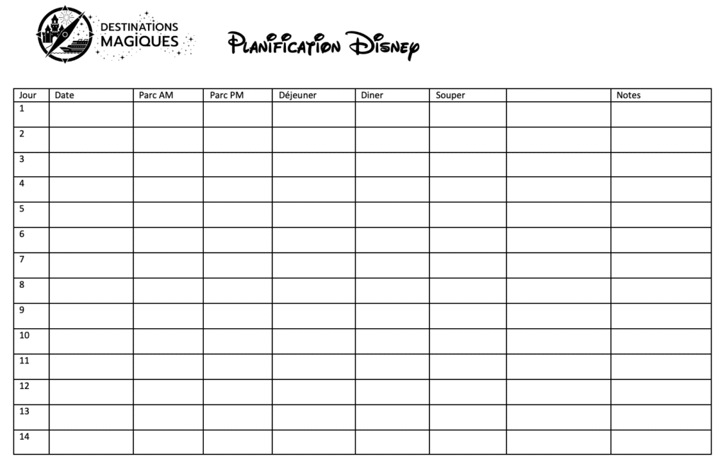 Calendrier de planification