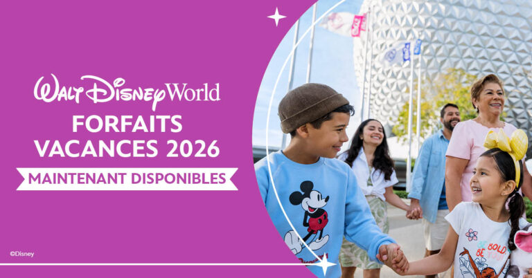 Famille en vacances à Walt Disney World – forfaits Disney 2026 disponibles