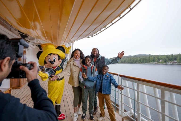 family posing on a cruise