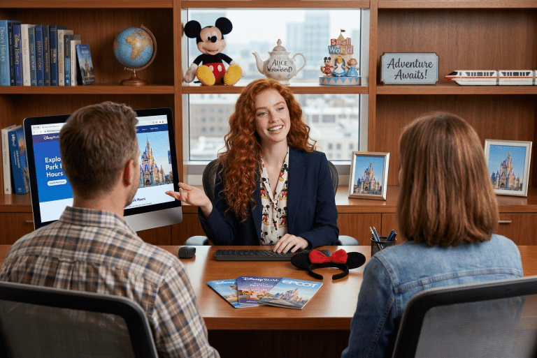 Conseiller voyage faisant des recommandations aux clients