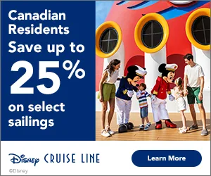 Disney Cruise Line ship at sea, Canadian Residents offer